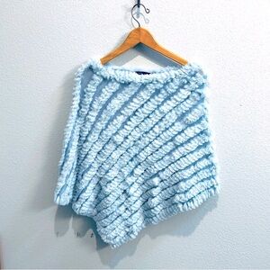 BCBG Fur Soft Blue Poncho One Size Rare